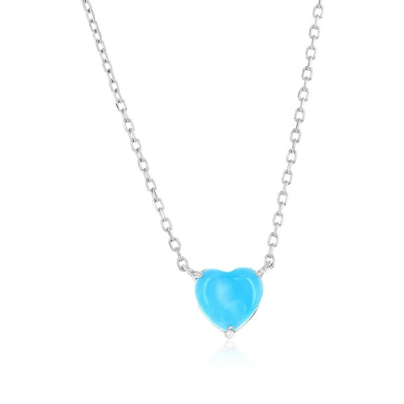 Beaux Bijoux Sterling Silver Larimar Blue Necklace for Women - Natural Larimar Jewelry - Beautiful Blue Larimar Stones - Heart Larimar Necklace for Women