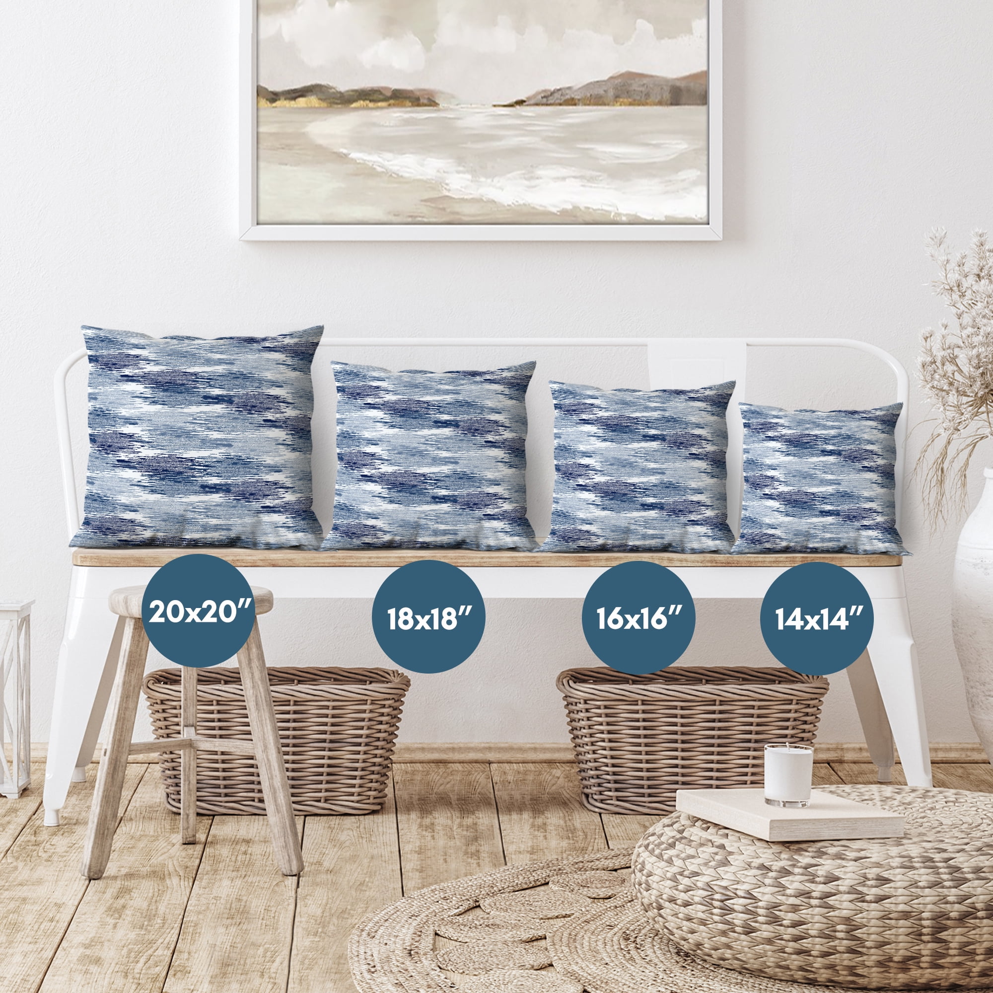 Americanflat 18"x18" Abstract Blurred Throw Pillow with Premium Polyester - Blue