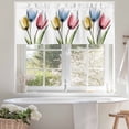 thumbnail image 4 of Red Yellow Blue Tulips Valances for Windows, 42 x 12in, Transparent Floral Botanical Flower Rod Pocket Kitchen Valance Curtain Light Filtering Window Treatments for Living Room Bedroom, 1 Panel, 4 of 7