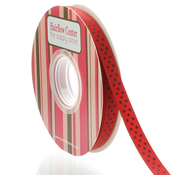 3/8" Red/Black Swiss Dot Grosgrain Ribbon 100 Yard
