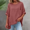 thumbnail image 3 of TKLPEHG Women Basic Tops Loose Fit Short Sleeve Leisure Ladies Solid Color Tee Crew Neck Raglan Lightweight Comfy Summer Everyday Wear (Red,XL), 3 of 7