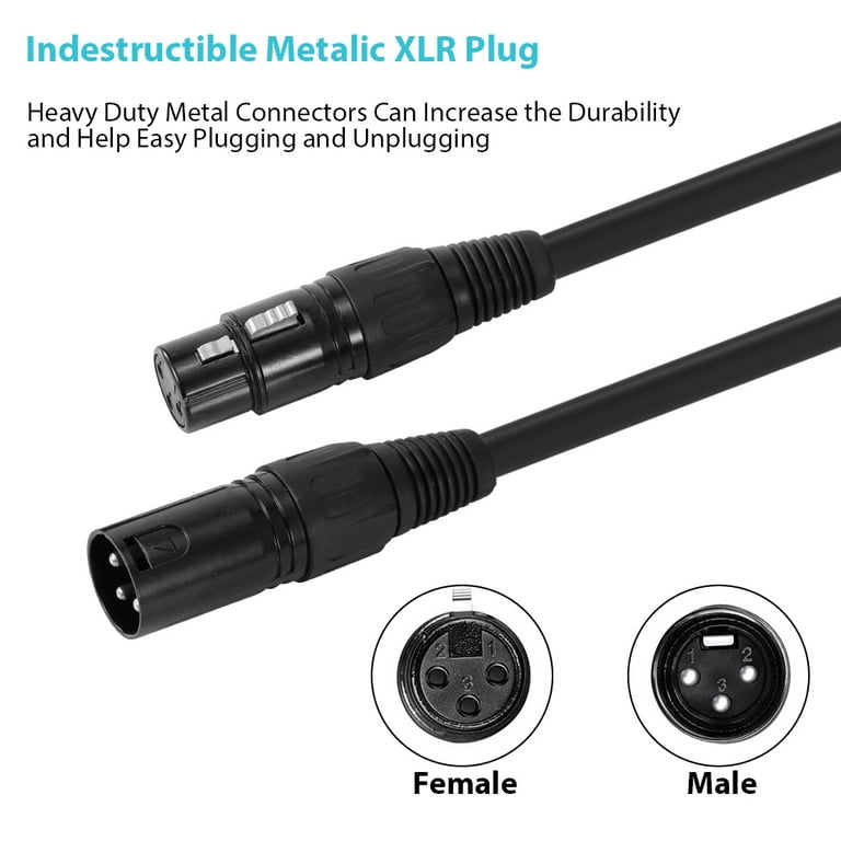 Plugger 10m Black XLR 3-Pin Cable - Male to Female