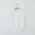 thumbnail image 2 of VNKIDY Boys Girls Baby Unisex Solid Color Jumpsuit Short Sleeve Wrap Front Snap Button Closure Bodysuit For Casual Daily Wear White 6-12 Months, 2 of 5
