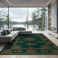 thumbnail image 2 of ODIKA 6'x9' Washable Area Rug Easy Care, Non-Shedding, Fish Emblems Cabin Border Theme Trout Lure Bass Fishing Vintage Refined for Queen Size Bedroom Under Bed Master Suite, 2 of 7
