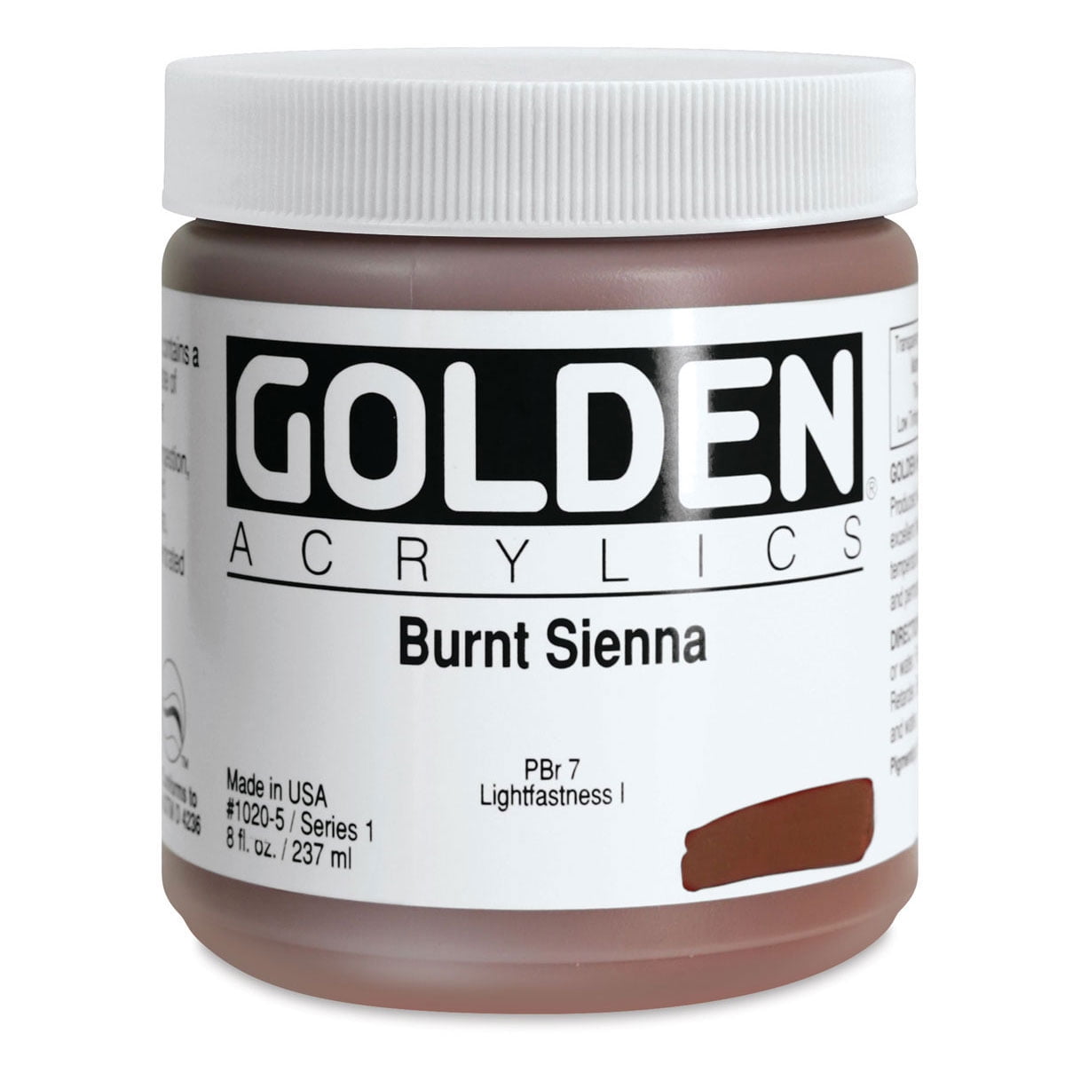 Golden Heavy Body Artist Acrylics - Burnt Sienna, 8 oz Jar