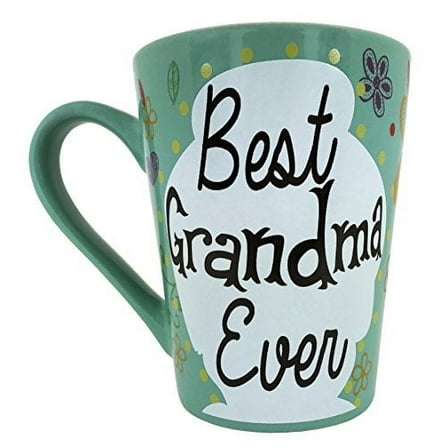 KINREX Mothers Day Coffee Mug Gifts - Best Grandma Ever Ceramic Tea Cup - Turquoise- 12 Oz. Thanksgiving Microwave and Dishwasher Safe