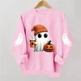 thumbnail image 4 of TKLPEHG Women's Sweatshirts Halloween Long Sleeve Cute Ghost Pumpkin Graphic Sweatshirt Crew Neck Fall Fashion Casual Pullover (Pink,XL), 4 of 6