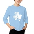 thumbnail image 3 of T-Shirt Fille Fête de la Saint-Patrick, Mignon T-Shirt Graphique à Manches 3/4 Col Rond avec Imprimé Irlandais, Hauts Décontractés Printemps Été pour Vacances, Fête d'Anniversaire et Usage Quotidien Bleu Clair 120, 3 of 5