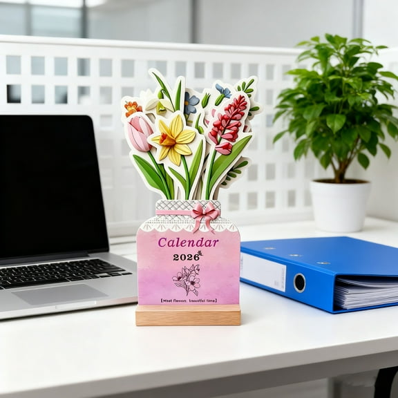 2026 Calendar - Fwttom Desk Calendar, 2026 Wooden Desk Calendar Cute Mini Desk Calendar Decorative Ornaments Notepad Calendar Desk Calendar