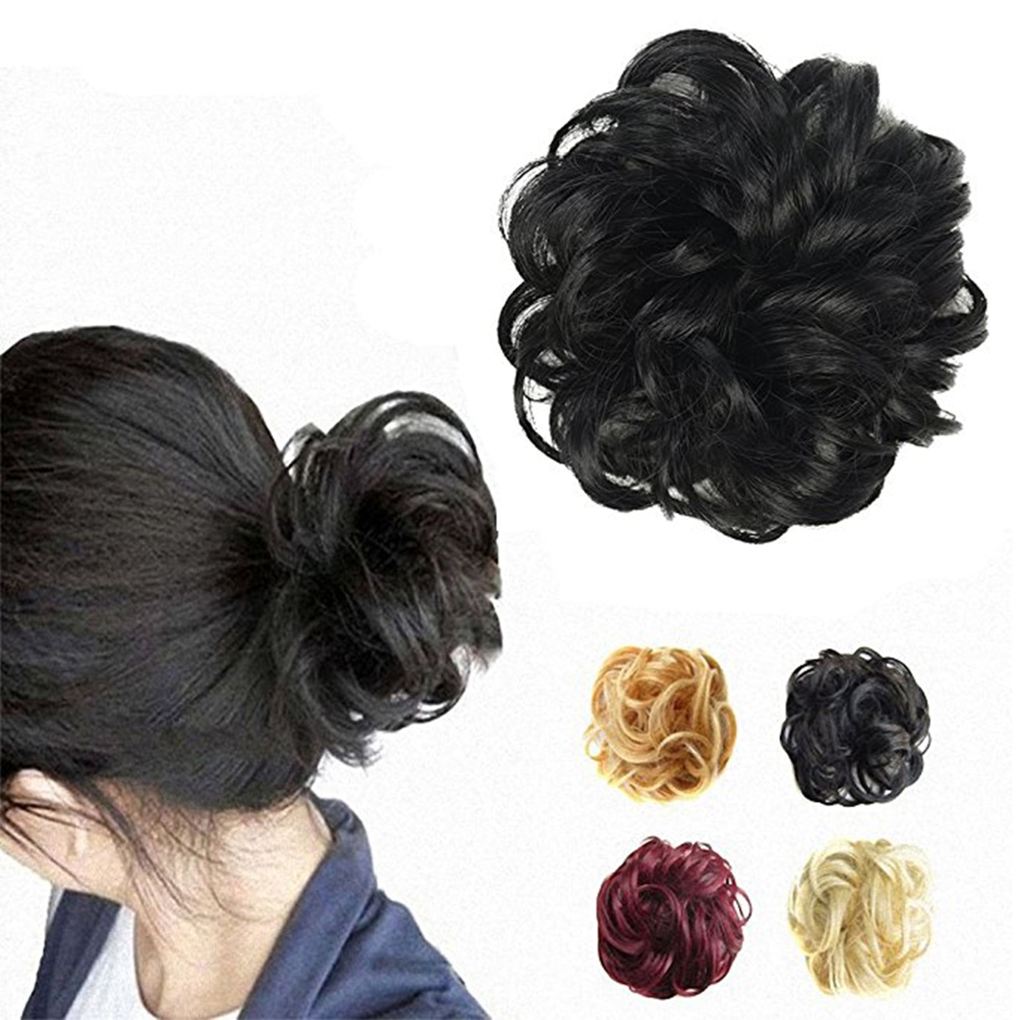 FLORATA Hair Bun Extensions Curly Messy Updo Donut Chignons Hairpiece