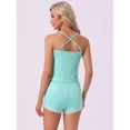 thumbnail image 4 of DARING DIVA Women's Casual Lace Trim Bow Soft Cami Top and Shorts Pajamas Set L Green, 4 of 7