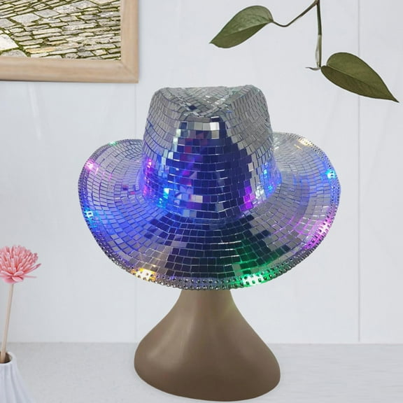 Segolike Disco Ball Cowboy Hat Light up Cowgirl Cap for Music Festivals Party Carnival
