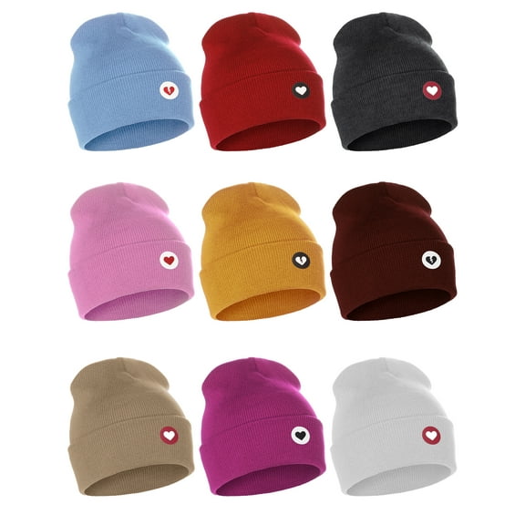 I&W Classic Winter Cuffed Beanie Knit Hat Love or Broken Heart Logo