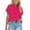 Hot Pink, variant on Patlollav Womens Tops Ladies Short Sleeve Solid Color Basics Lapel Casual Top Pullover T-Shirt