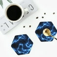 thumbnail image 5 of Pofeuu Blue Lightning Print Leather Coasters Set of 6, Round Cups Mugs Mat Pad for Home Kitchen Heat Resistant Drink Coasters,Hexagon, 5 of 7