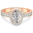 thumbnail image 3 of IGI Certified 1 Carat Oval Shape Lab Grown Diamond Engagement Ring | 14K Rose Gold |Bell Dome Bezel Halo Eternity Lab Diamond Ring | FG-VS1-VS2 Quality Friendly Diamonds, 3 of 5