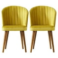 thumbnail image 7 of Gold Velvet Parsons Dining Chairs (Set of 2) - Mid-Century Modern, Solid Wood Legs, Comfortable Full Back, Easy Assembly, 20.5" Wide, for Kitchen &amp; Dining Room, 7 of 7