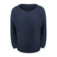 thumbnail image 4 of IMENGL Long sleeve crew neck off shoulder oversized knit pullover, Blue 2XL, Size M-2XL, 4 of 4