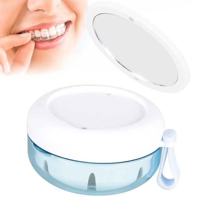 Boîte à Dentier Réutilisable Portable en Silicone Durable avec Trous d'Évent, Mini Boîte de Rangement Étanche Premium pour Maison Voyage Bureau