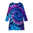 thumbnail image 4 of Odeerbi Niñas Tie-Dye Vestido Skater Primavera Ballet Vestidos Acampanados Swing Vestido de Manga Larga A Line Vestido Twirly Escuela Recital Cuello Redondo Vestido de Manga Larga, 4 of 5