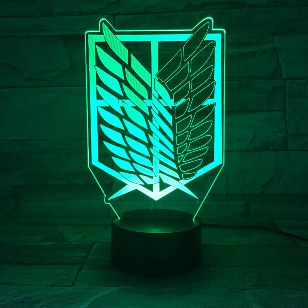 1 Piece 7 Colors Lamp Anime Attack On Titan Wings Of Freedom 3D Light Touch  Led Lamp Usb Or 3Aa Battery Powered Lamp Kids Gift