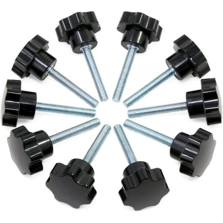 

10Pcs M6X40 Thread Clamp Black Plastic Star Shaped Button Screw On Knob Compatible With Machine Tool
