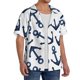 thumbnail image 2 of Fotbe Navy Blue Anchor Camisa Estampada de Manga Corta para Hombre, Casual de Verano, Estilo Playero, Sin Arrugas-XX-Large, 2 of 5