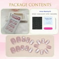 thumbnail image 4 of Pink Square Press on Nails Short Cute False Nails with White Butterfly Rhinestones Designs Pink Full Cover Faux Nails Press ons for Women Fake Nails 24 Pcs, 4 of 7