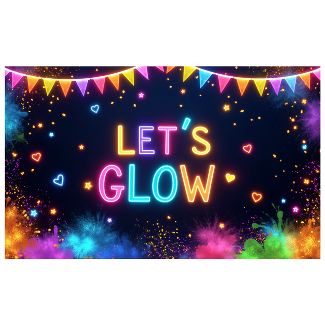 Neon Design Glow Banner Colorful Decoration Let's Glow Festival Sign for Party Celebration Event