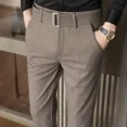 thumbnail image 2 of Pantalones rectos para hombre Sastrería social Trajes de hombre Pantalones Elásticos Negocios Trenzados Slim Fit Caqui Elástico Diseñador Ropa Arriba, 2 of 5