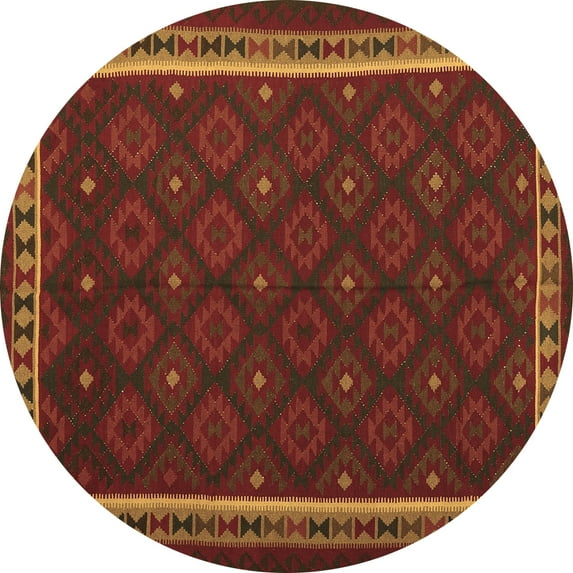 Ahgly Company Indoor Round Oriental Brown Traditional Area Rugs, 7' Round