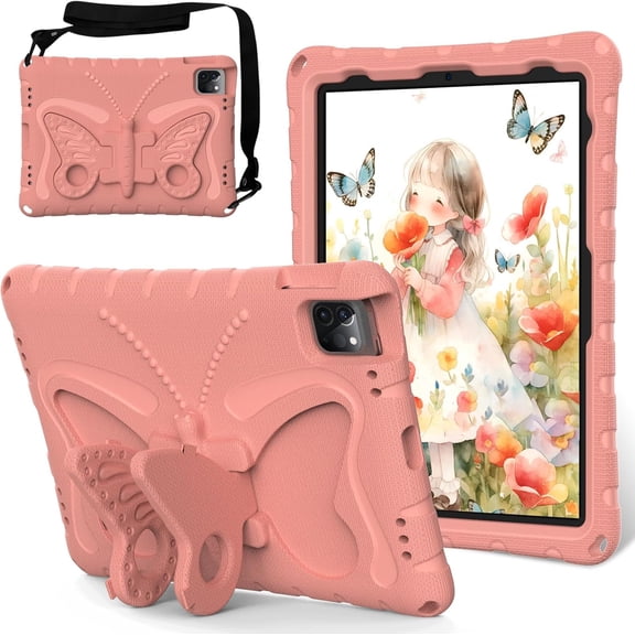 HCTian Kids Case Compatible with iPad Air 11inch (M3 2025 7th/M2 2024 6th), Lightweight Shockproof Case EVA Foam Cover with Shoulder Strap & Stand Cover for Boys Girls