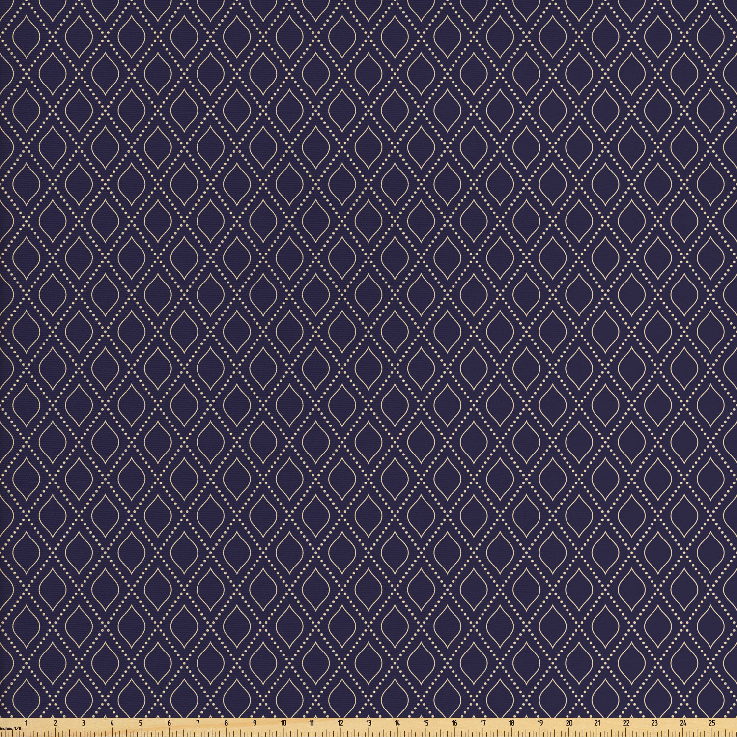 Navy Blue Fabric by The Yard, Geometric Dotted Pattern Design with