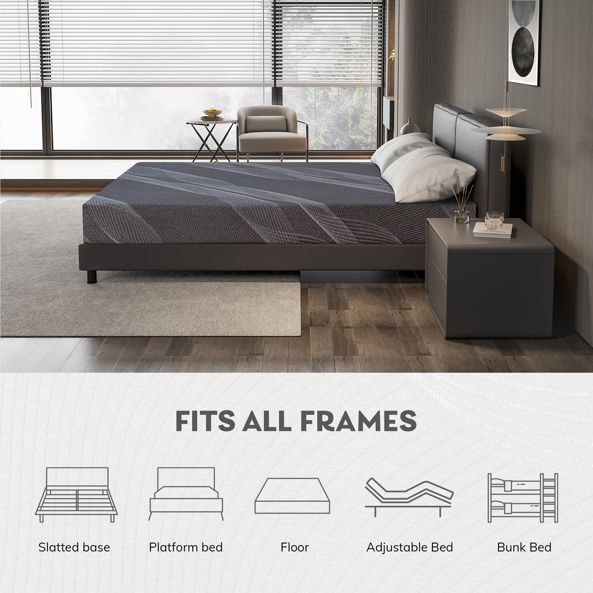 TechForma 6" Full Gel Memory Foam Mattress in a Box, Bed in a Box, Medium Firm Cooling Gel Infused for Pressure Relief & Back Pain, CertiPUR-US Certified