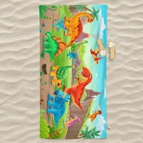 Yhmxh Double Sided Velvet Beach Towels, 32x63 Inch Oversized Quick Dry Pool Towels with Dinosaur Pattern, Microfiber Sand Free Sturdy Beach Towel for Beach, Bathroom, Pool Party, Vacation