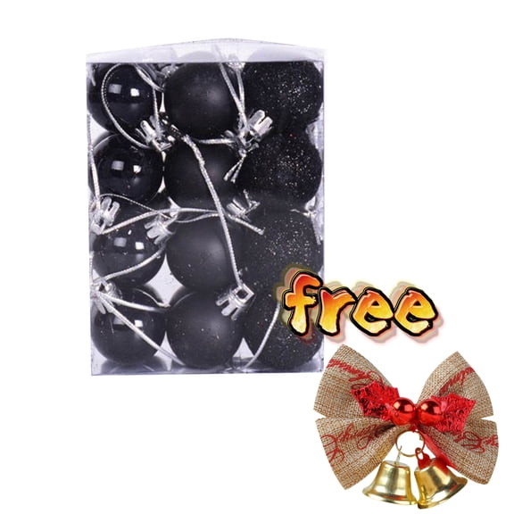 BGZLEU 24Pcs Black & Silver Christmas Balls Ornaments Set - 3cm /1.18 inch Christmas Balls - Shatterproof Plastic Decorative Baubles for Xmas Tree Decor Holiday, Wedding, Party Decoration