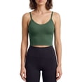 thumbnail image 3 of BadPiggies Women's Comfy Wirefree Seamless Bra Adjustable Cami Lounge Bra Padded Bralettes Longline Pullover Sleep Bra (S/M, Green), 3 of 6