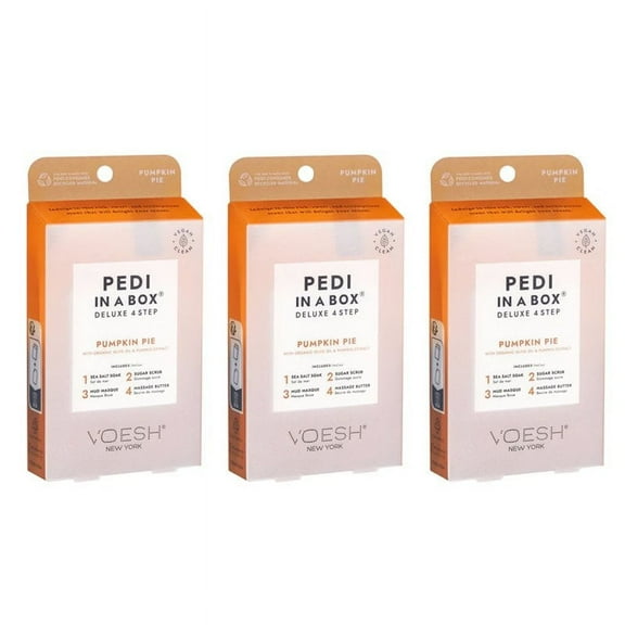 Voesh Pedi In A Box 4 In 1 Deluxe Pedicure Pumpkin Spice Pack of 3