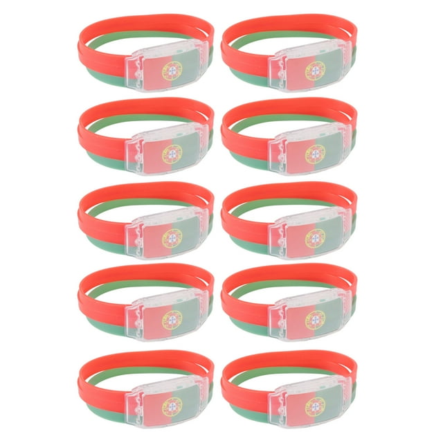 Accesorios luminosos para porras de aficionados, 10 unidades, pulsera conmemorativa con bandera nacional que brilla en el partido de fútbol, pulsera para porra