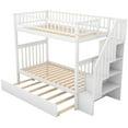 thumbnail image 4 of White Twin Over Bunk Bed With Useful Space For Storage And Trundle - Pine Build Solid Pine, 3 Sharing Option, 4 of 7