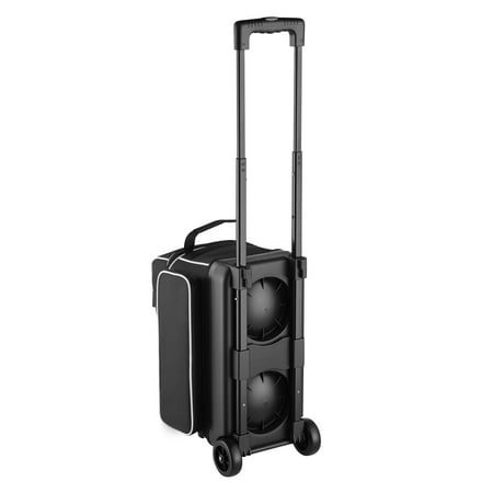 KFFKFF Bowling Ball Bag with Wheels 2-Ball Double Roller Design Includes Shoe Compartment (Fits Up to US Size 16) & Large Accessory Pocket Adjustable Handle Extends to 41.32 in