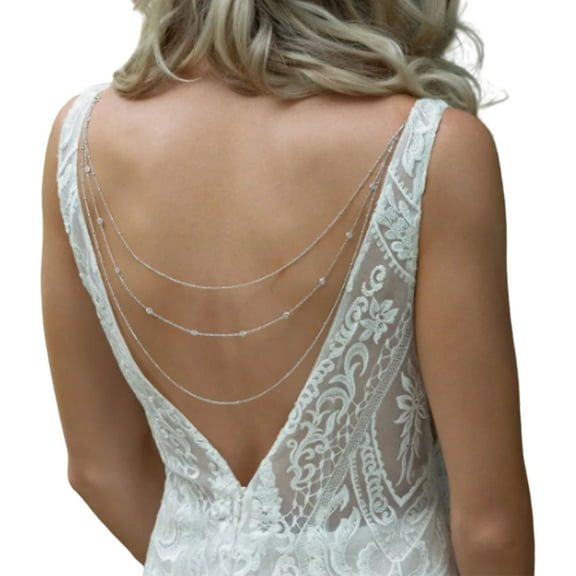 Back Chain for Women Mutlilayer Shoulder Chain Rhinestones Back Necklace Body Jewelry for Special Event and Daily Wear