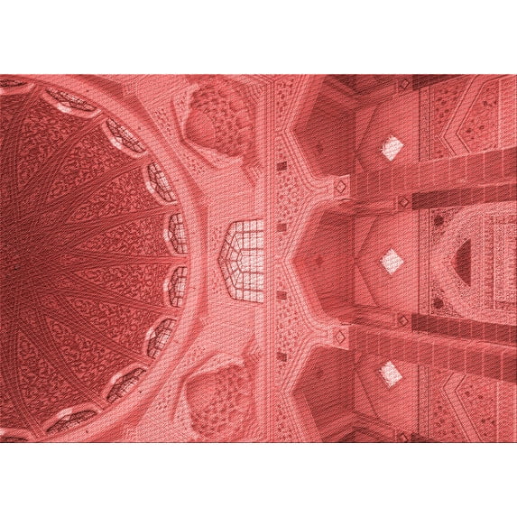 Ahgly Company Indoor Rectangle Patterned Ferrari Red Area Rugs, 7' x 10'