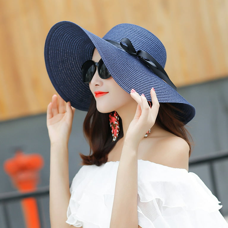 Verabella Summer Casual Women's Sun Hats Sun Protection Beach Hats with  Wide Brim 2 in 1 Visor Golf Hat, Dark Blue
