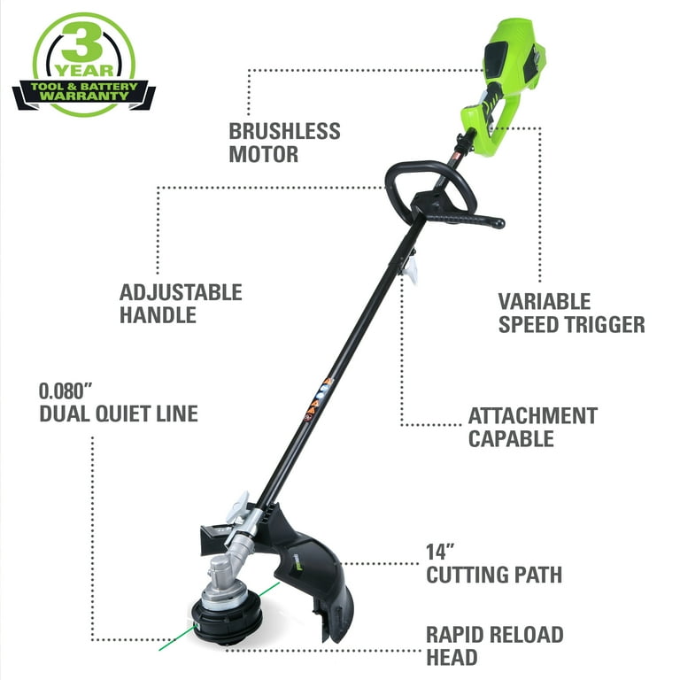 Greenworks 40 Volt 14 inch Attachment Capable String Trimmer with