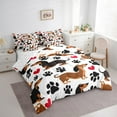 thumbnail image 3 of jejeloiu Cute Dachshund Bedding Comforter Set 7-Piece,Pet Animal King Bedding Sets,Dog Paw Prints Bed Sheets For Children,Super Cozy Room Decor Reversible, 3 of 8