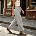 thumbnail image 6 of vigerkar Cotton Baggy Low Rise Barrel Pants for Women, Relaxed Lounge Boho Beach Travel Wide Leg Trousers, Breathable Summer Style (Light Gray, XXL), 6 of 6