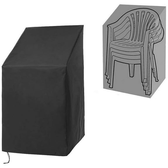Outdoor Chair Covers, Waterproof Patio Chair Covers, Heavy Duty Patio Furniture Covers, Height Balcony Chair Cover, Stackable Outdoor Bar Stool Covers, 420 D, High Back-1 Pack, Black