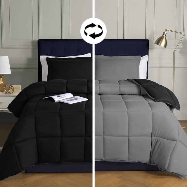 Canadian Linen Insert de Couette Alternative Duvet Toutes Saisons, Ultra Doux, Réversible Piqué en Boîte, Taille Complète