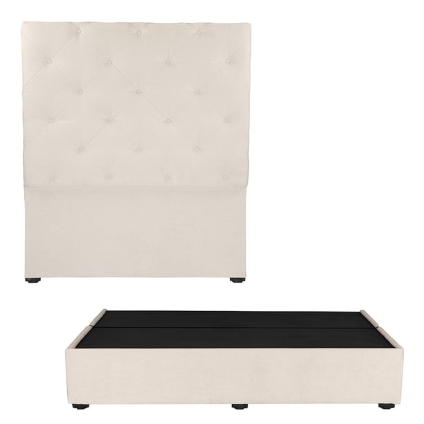 Box Base Cama King Size + Cabecera Ikki Dicasa Crema